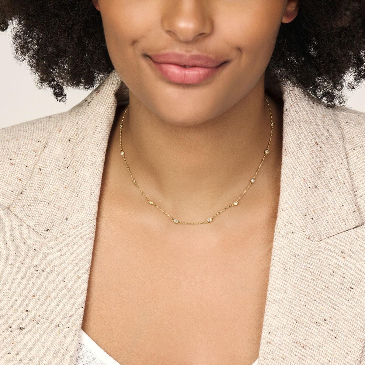 14K Gelbgoldkette mit Zirkonia