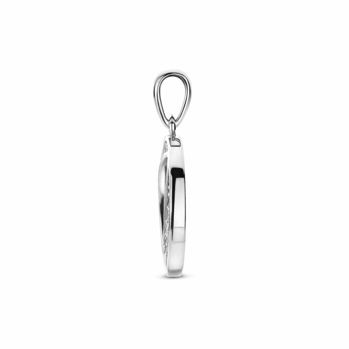 Silberanhänger mit Zirkonia-Entourage – rhodiniertes 925er Silber 23 mm