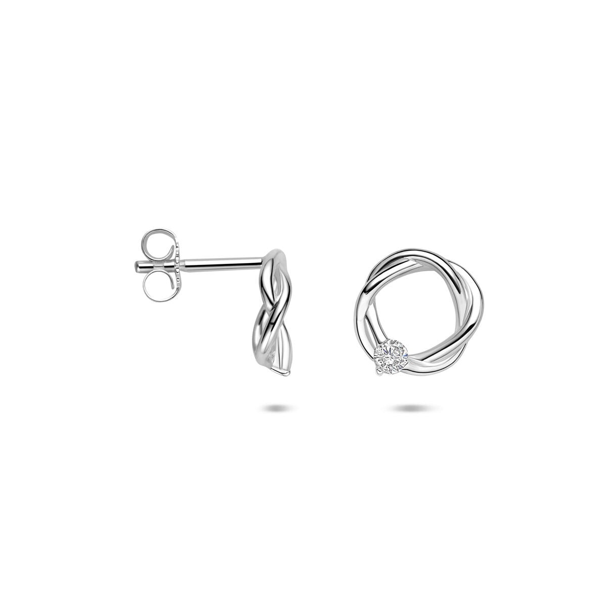 Rhodinierte 925er Silberohrstecker mit Zirkonia – Ø 10 mm