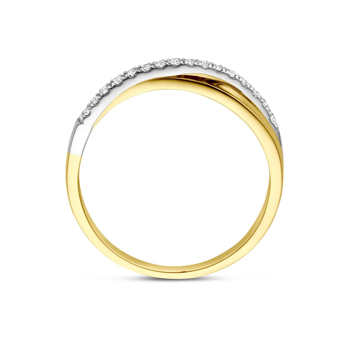 14k Bicolor Damenring mit Diamant – 0.14 ct, 5 mm