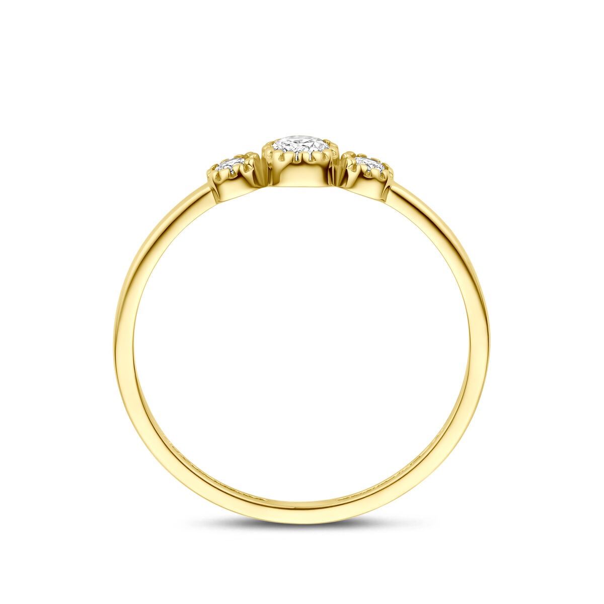 9K Gelbgold Damenring mit Zirkonia – 4 mm breit