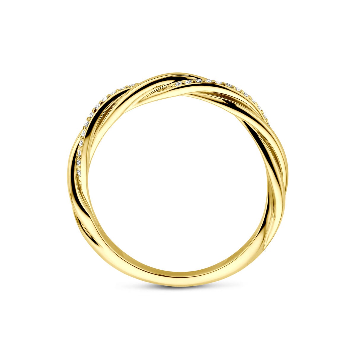 14K Gelbgoldring mit Diamant in einer Krappenfassung