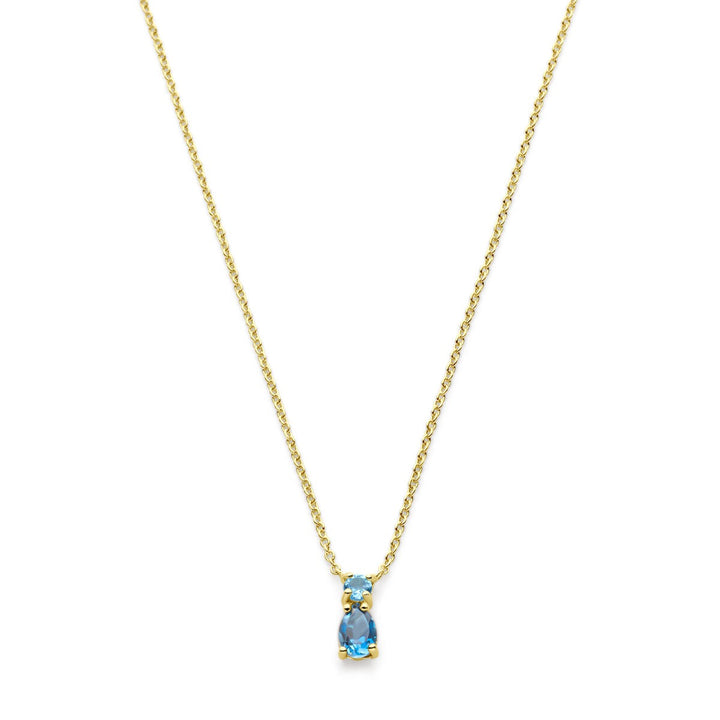 Halskette London Blue Topas und Sky Blue Topas 41 - 43 - 45 cm 14K Gelbgold