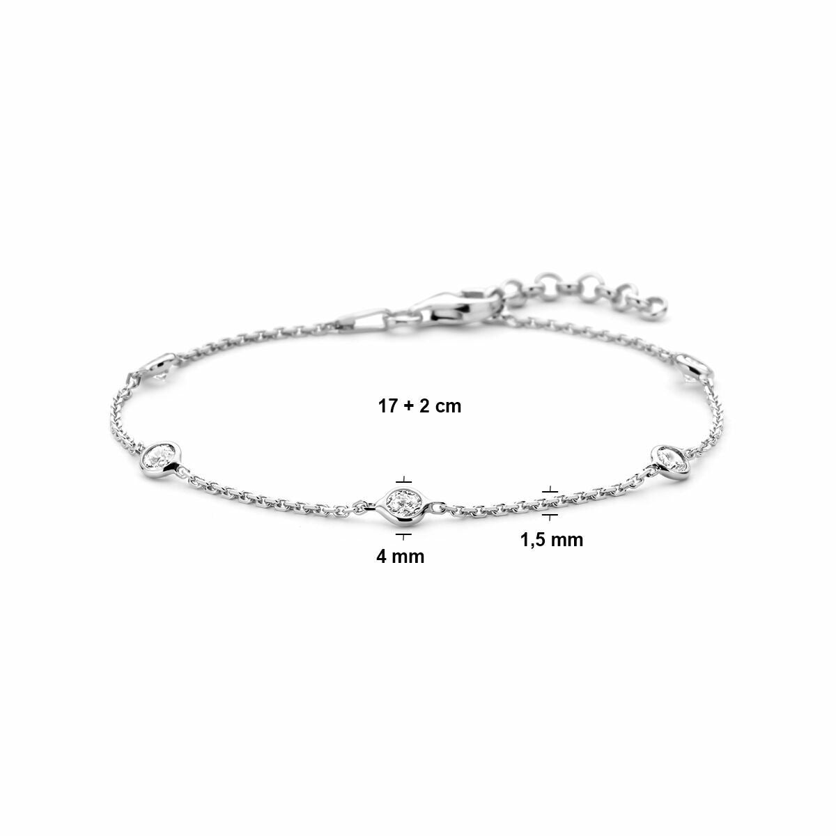 Ankerarmband aus 925er Silber mit Zirkonia – rhodiniert