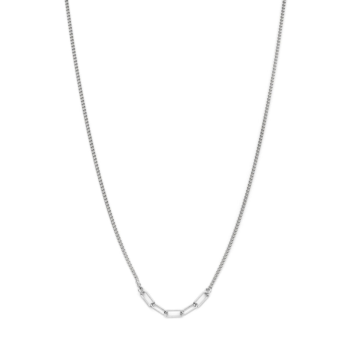Silbernes Collier aus rhodiniertem 925 Silber mit doppelter Gliederstärke