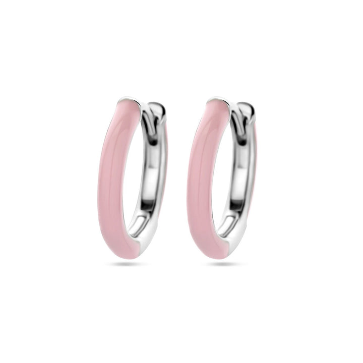 Ohrhänger rosa Emaille, Silber rhodiniert