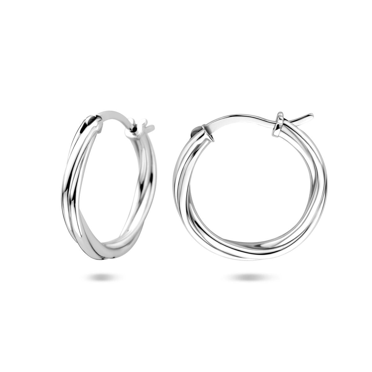 Silberne Ohrhänger gedreht – rhodiniertes 925er Silber 19 mm