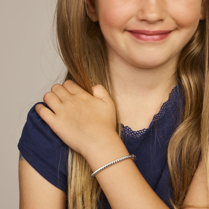 Gerhodineerde 925 zilveren bangle met bolletjes