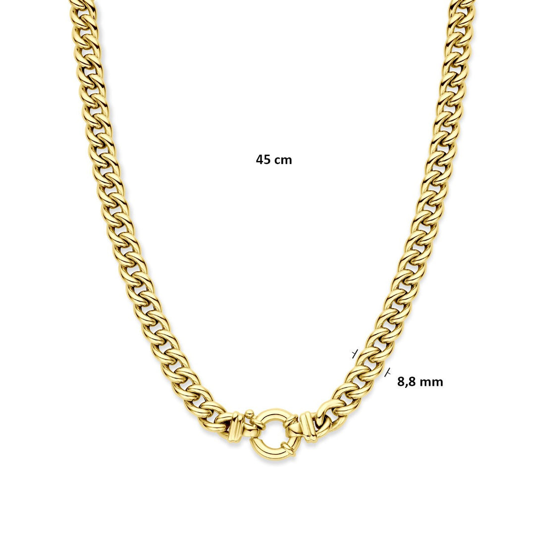Halskette Gourmet 9 mm 45 cm mit großem Karabinerverschluss 14K Gelbgold