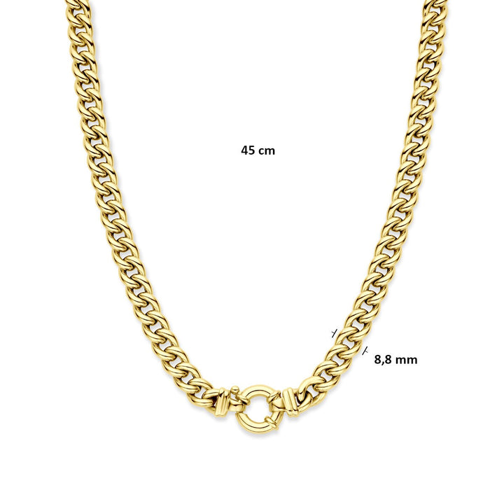 Halskette Gourmet 9 mm 45 cm mit großem Karabinerverschluss 14K Gelbgold