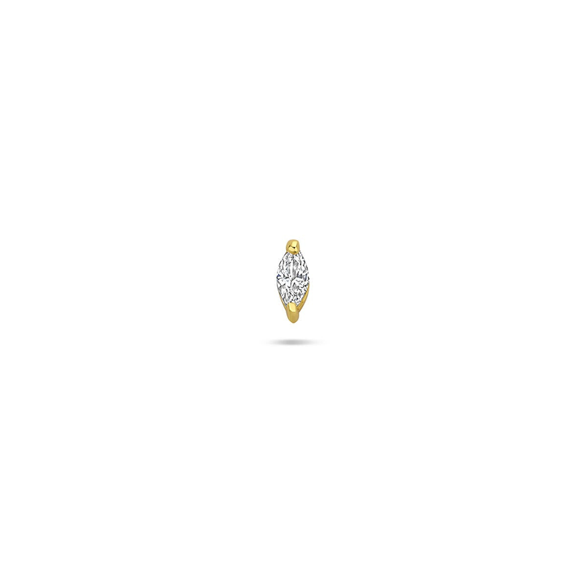 Vergoldetes 925 Silber Flat Back Piercing mit Zirkonia in tropfenförmigem Design