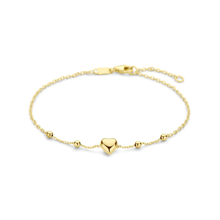 Armband Herz und Kugeln 11 – 13 cm 14K Gelbgold
