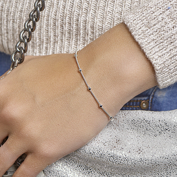 Armbandkugeln 3,0 mm 18 + 3 cm silberweiß