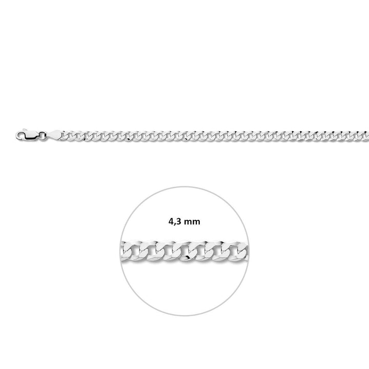 Gourmettkette 6-seitig geschliffen 4,3 mm Silber rhodiniert