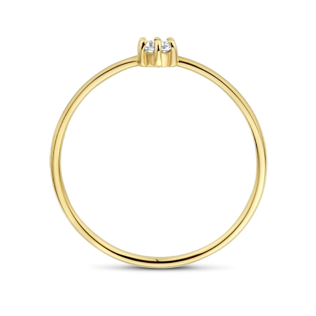 Ring mit Geburtsstein Aquamarin März 14K Gelbgold