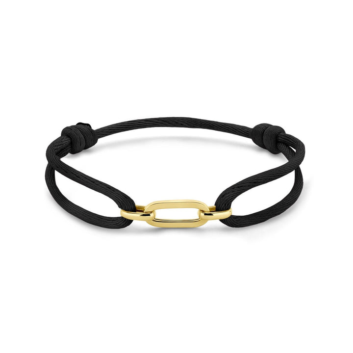 Armband satiniert 14K Gold mit Kautschuk/Nylon/Leder