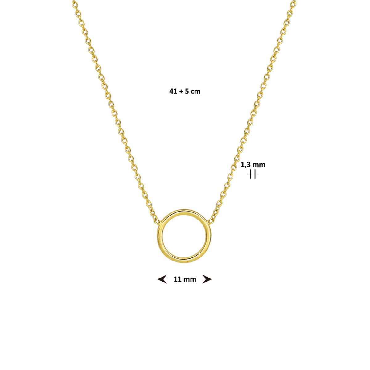 Vergoldete Silber Ankerkette mit offenem Kreis – 41-46 cm