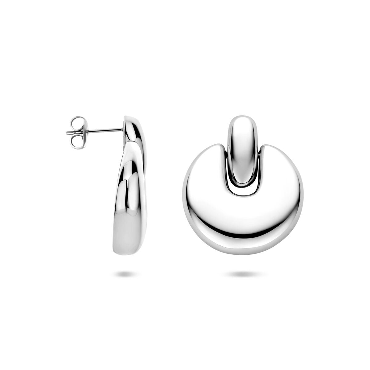 Ohrhänger Damen aus Stahl, silberfarben, 29,5 mm