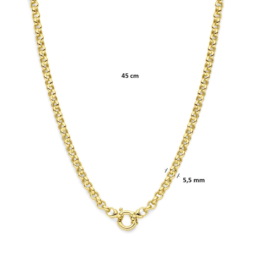 Halskette Jasseron 5,5 mm 45 cm mit großem Karabinerverschluss 14K Gelbgold