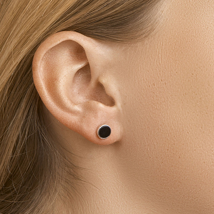 Ohrstecker Onyx Silber rhodiniert