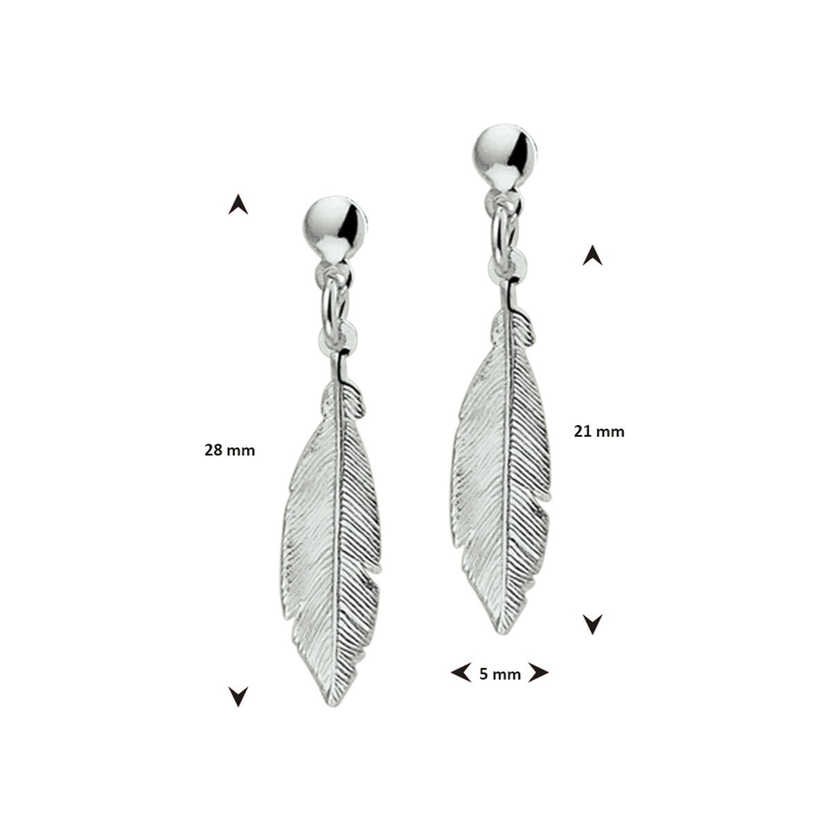 Silber rhodinierte Federohrringe