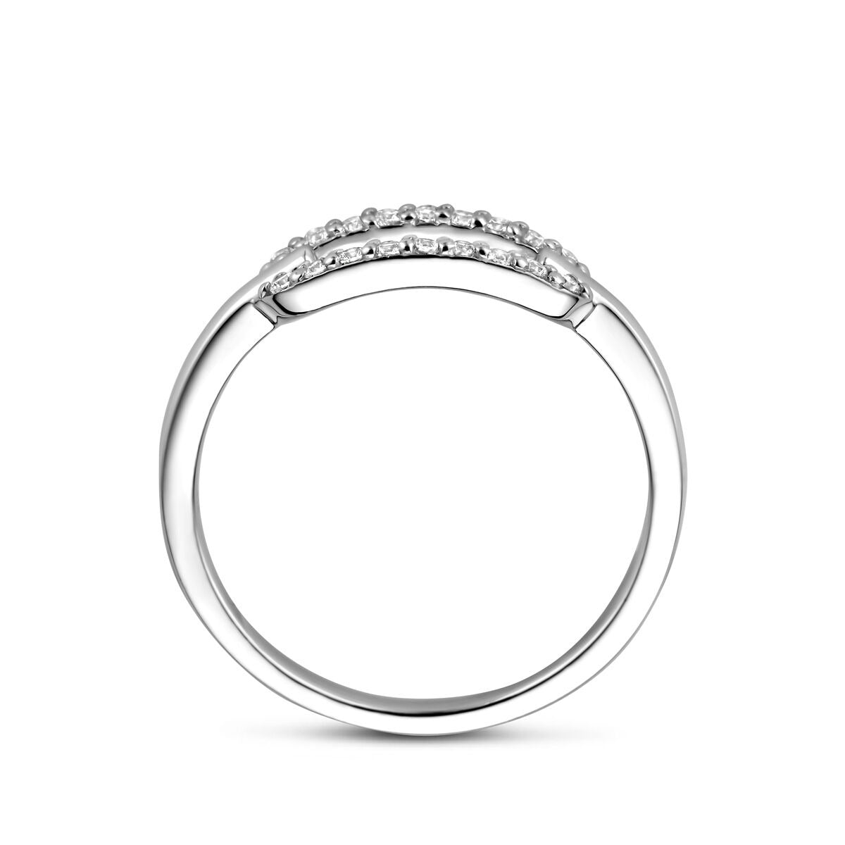 Damenring aus Silber mit Zirkonia – rhodiniert