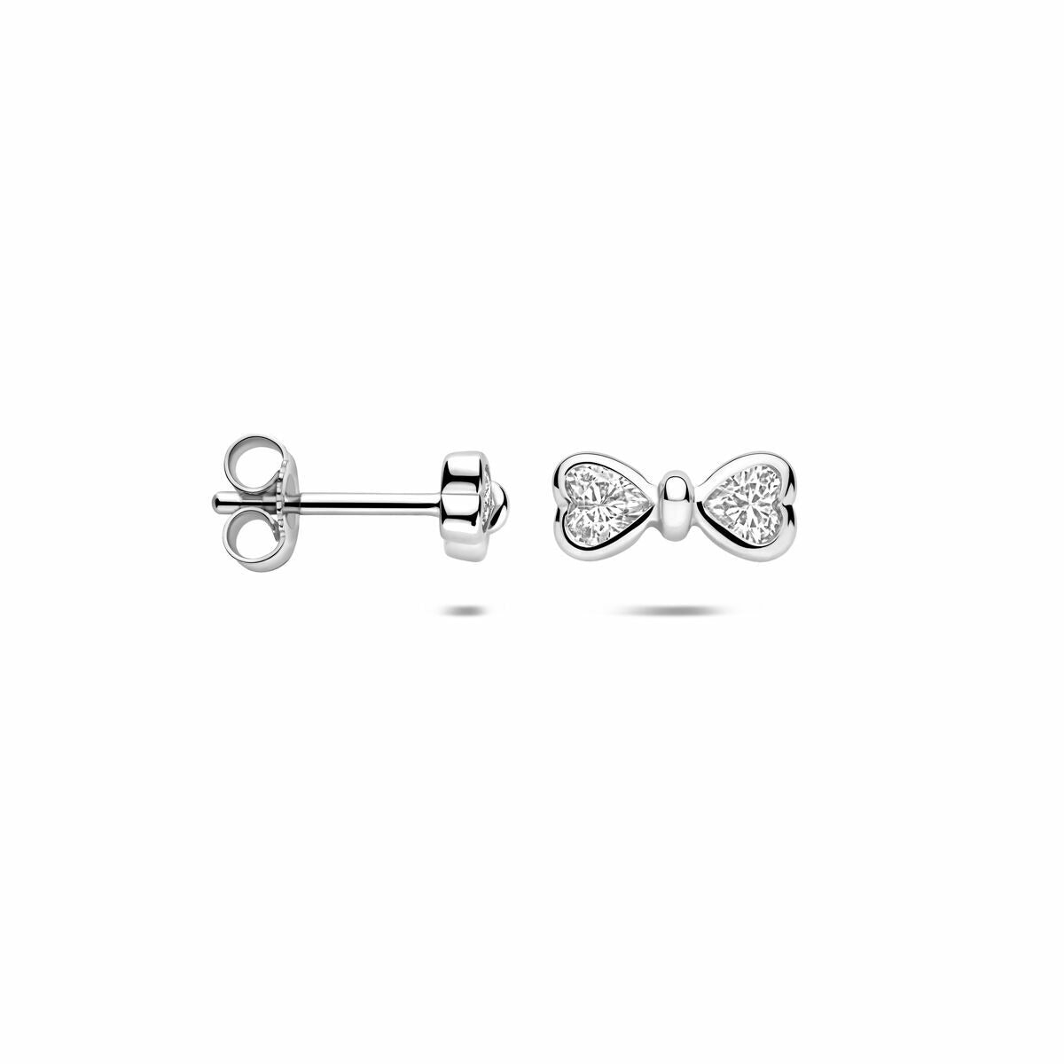 Ohrstecker aus Silber mit Zirkonia – Schleifenform 4 mm