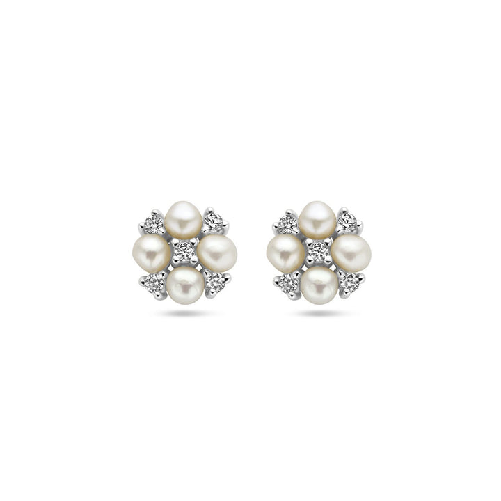 Ohrstecker Perle und Zirkonia Silber rhodiniert