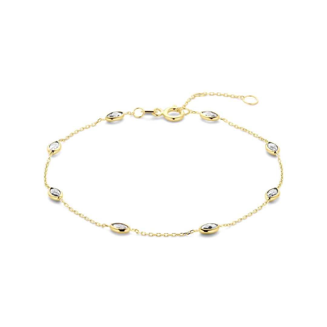 14k Geelgouden armband met zirkonia