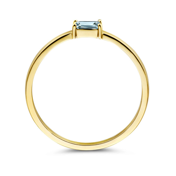 Ring mit Geburtsstein Aquamarin März 14K Gelbgold