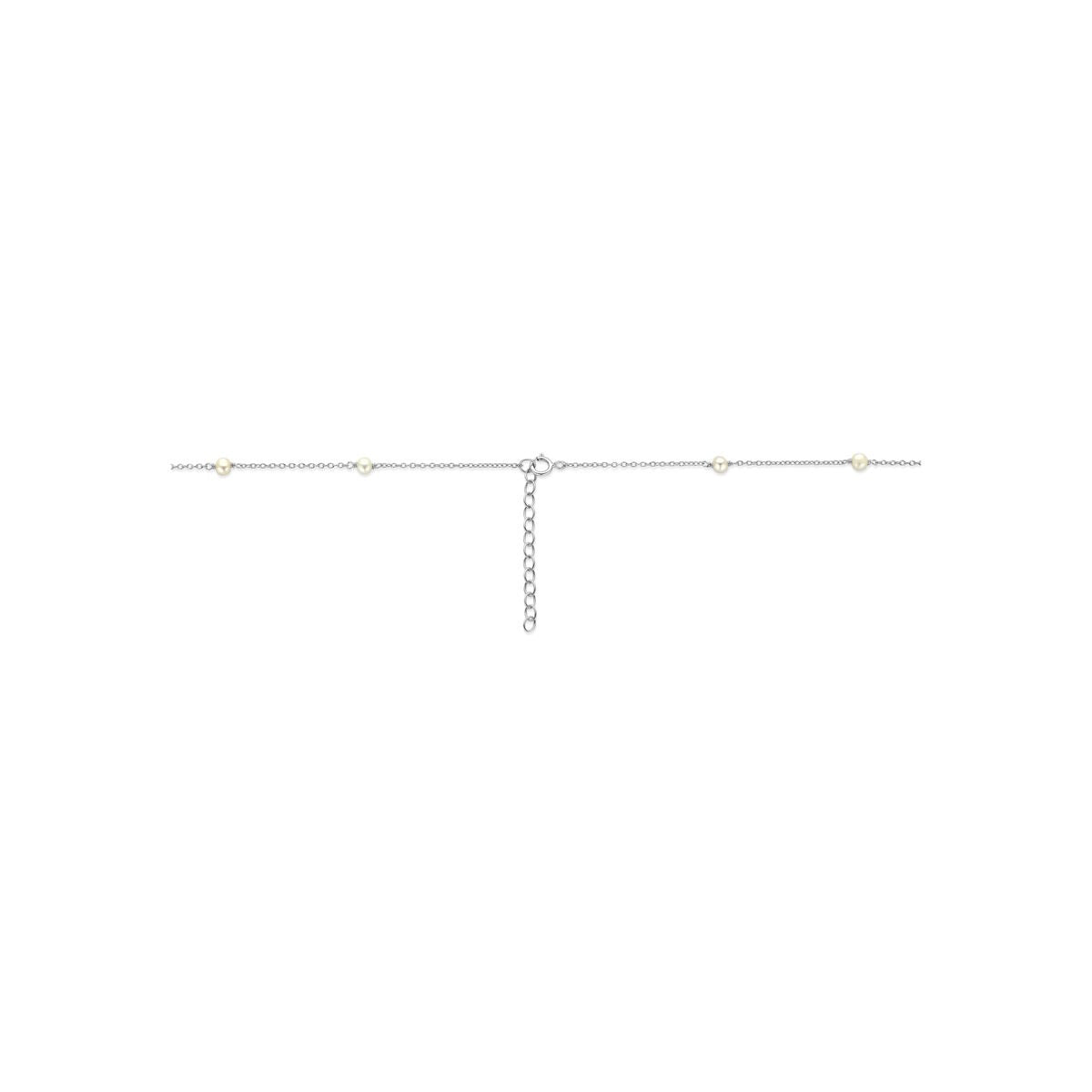 Rhodiniertes 925er Silbercollier mit Perlen