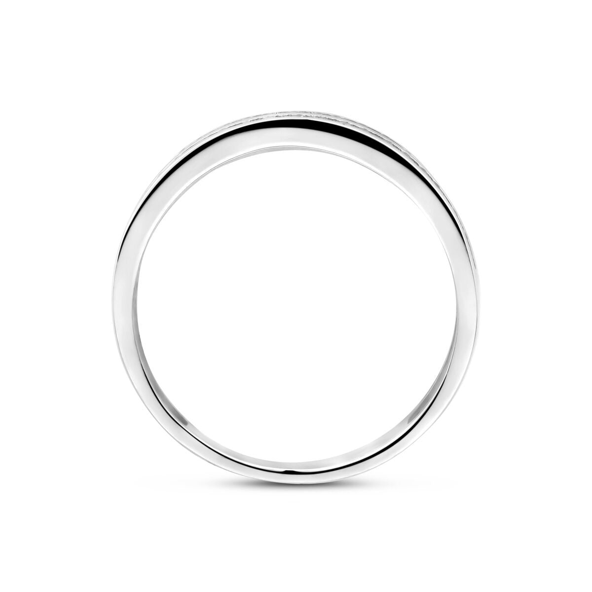 Silberring mit Zirkonia – Rhodiniertes 925er Silber, 3,5 mm breit