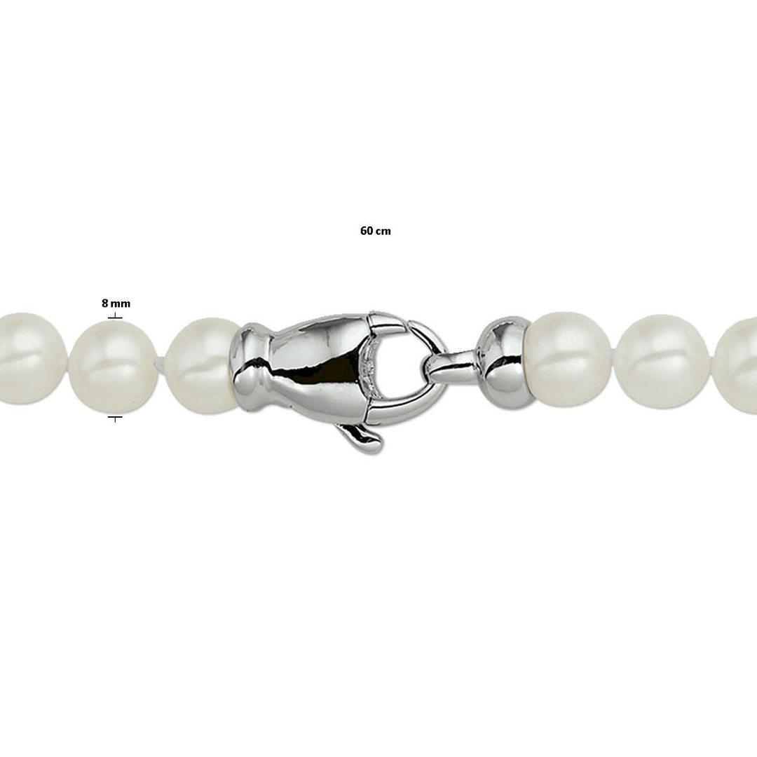 Halskette Perle 7,0 mm Silber rhodiniert