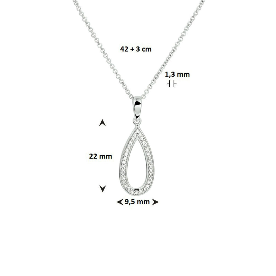 Halskette Zirkonia 42 + 3 cm Silber rhodiniert