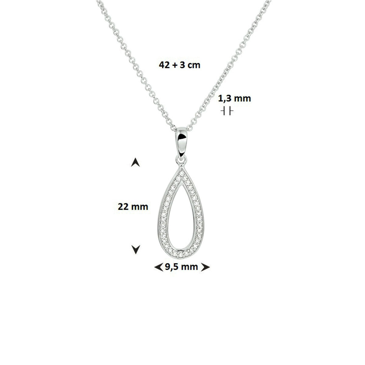 Halskette Zirkonia 42 + 3 cm Silber rhodiniert