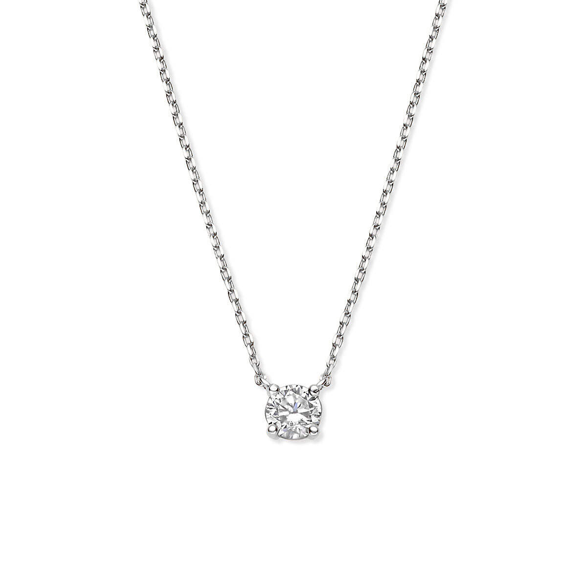 14k Weißgoldkette mit Zirkonia und Ankerkettengliedern