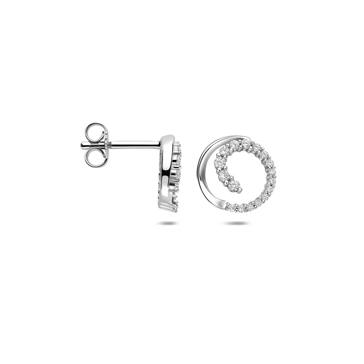Silberne Ohrstecker mit Zirkonia – Entourage Brillantschliff 9,5 mm