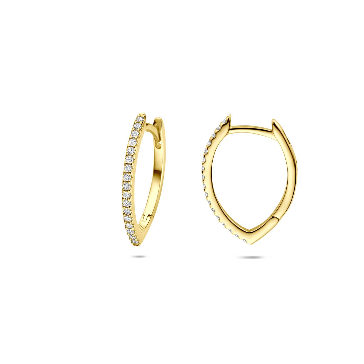 14 Karat Gelbgold Klappcreolen mit Diamant – 0,15 Karat (2x 0,075 Karat) H SI 16,5 mm