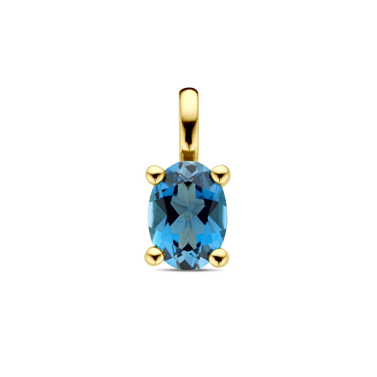 Hänger aus 14k Gelbgold mit ovalem London Blue Topas, gefasst in vier Krappen