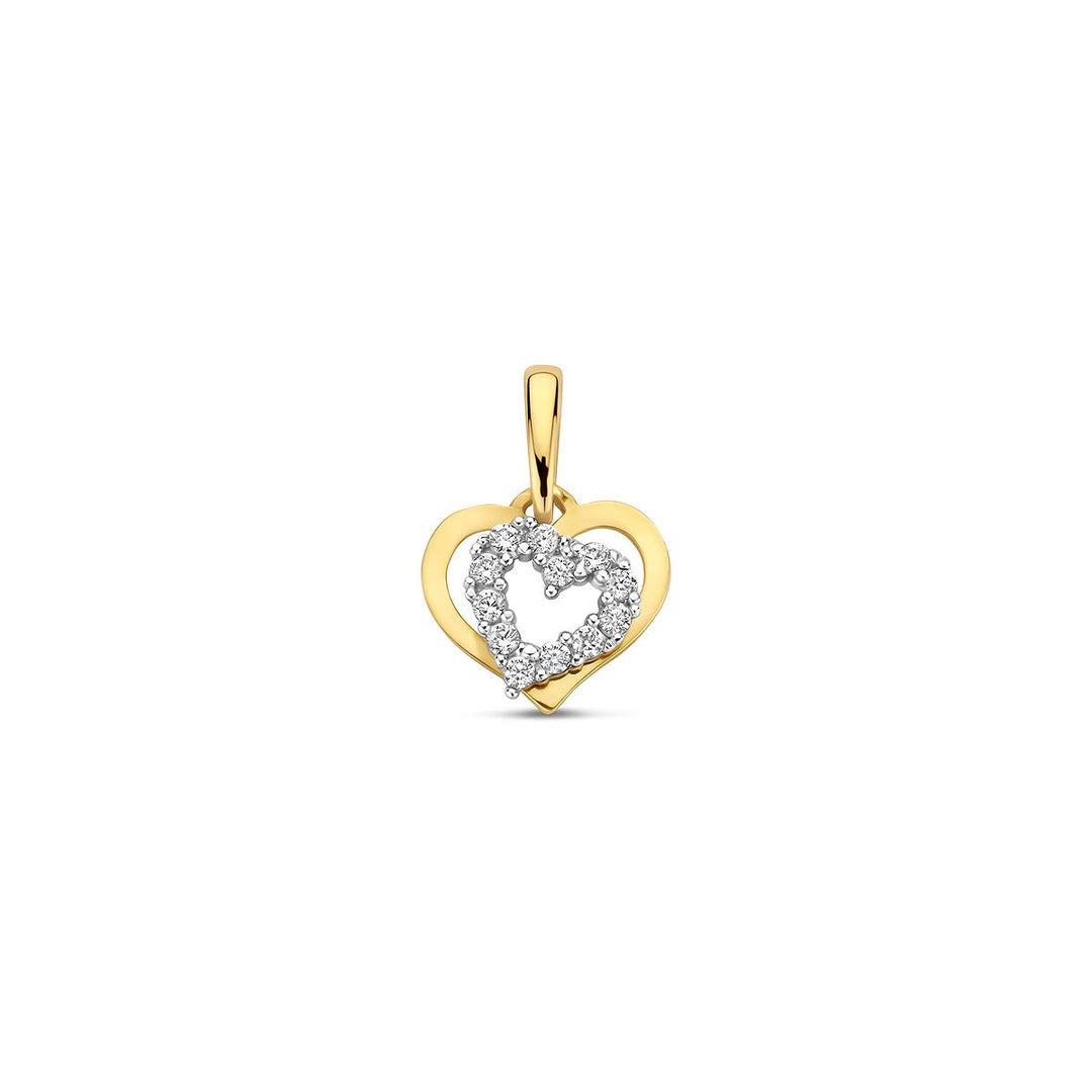 Anhänger Herz Zirkonia 14K Bicolor Gold Gelb/Weiß