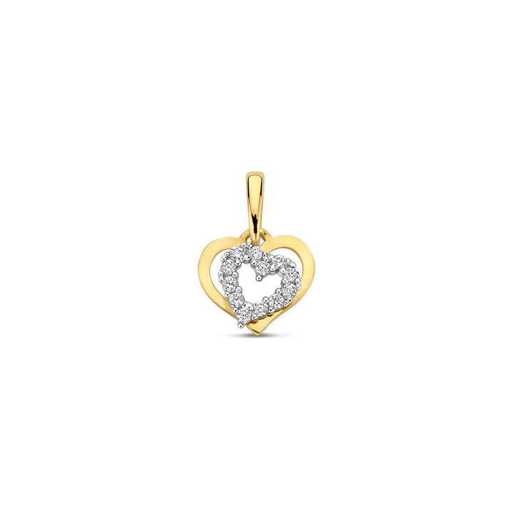 Anhänger Herz Zirkonia 14K Bicolor Gold Gelb/Weiß