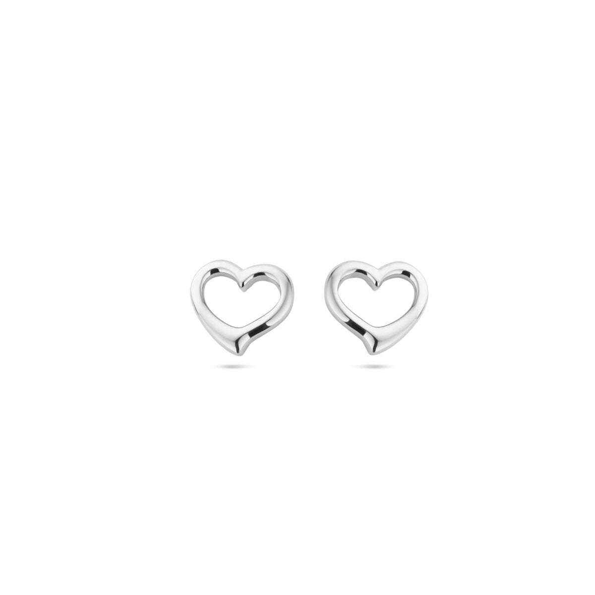 Zwei gerhodinierte Silber-Ohrstecker in Herzform mit einem Durchmesser von 7,5 mm