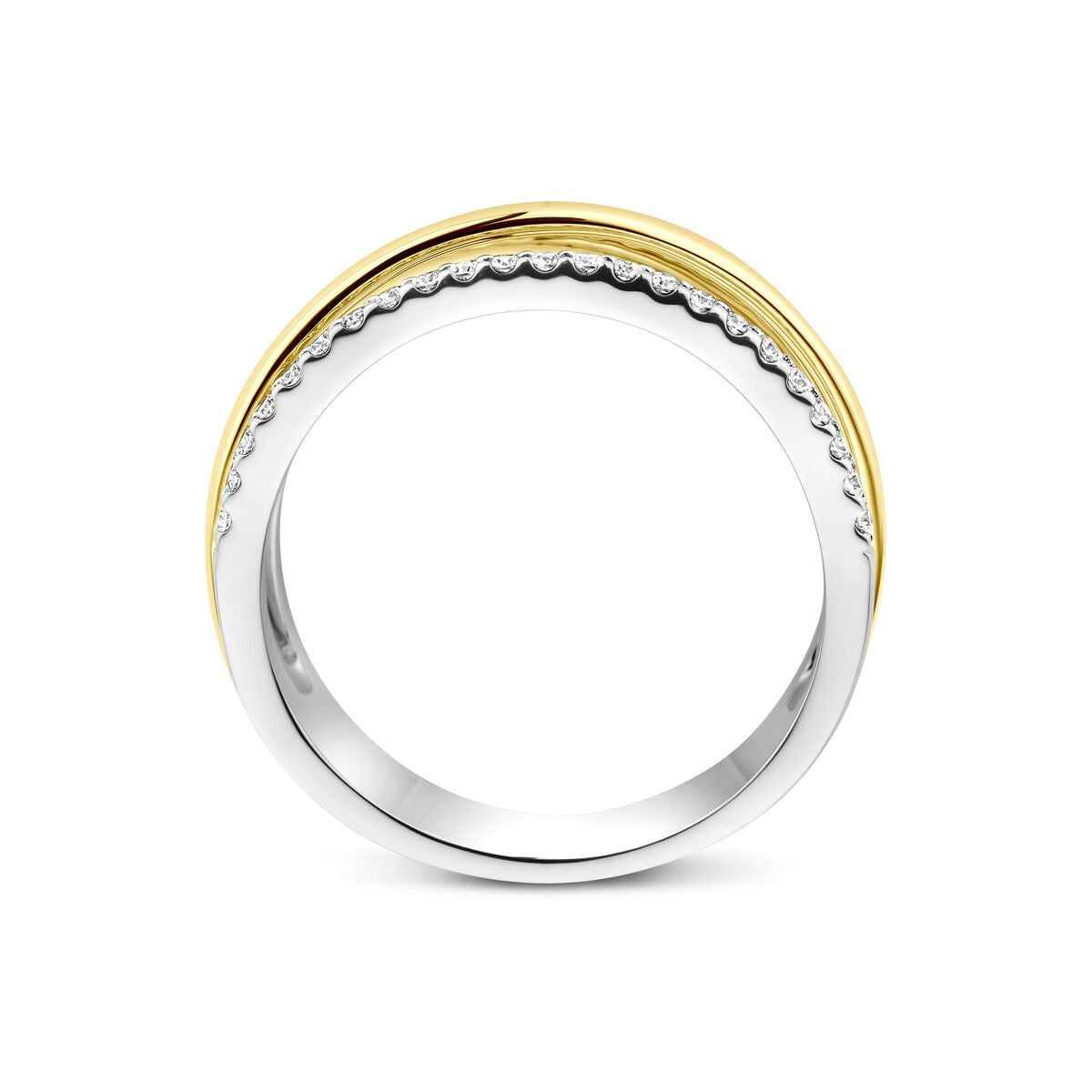 Bicolor-Ring aus 14 Karat Gold mit Diamanten
