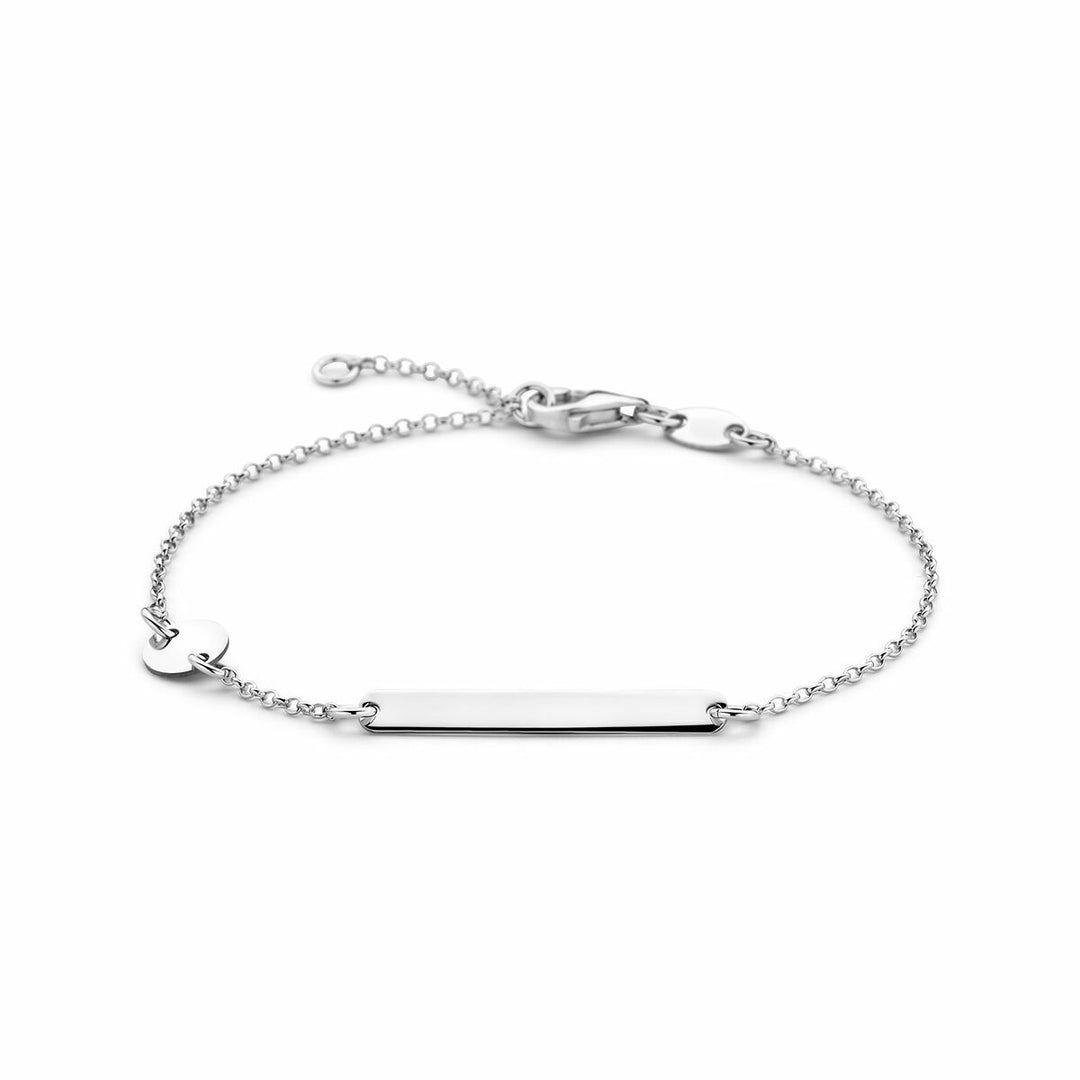 Gravurarmband Kreis und Plättchen 3,5 mm 16 - 18 cm Silber rhodiniert