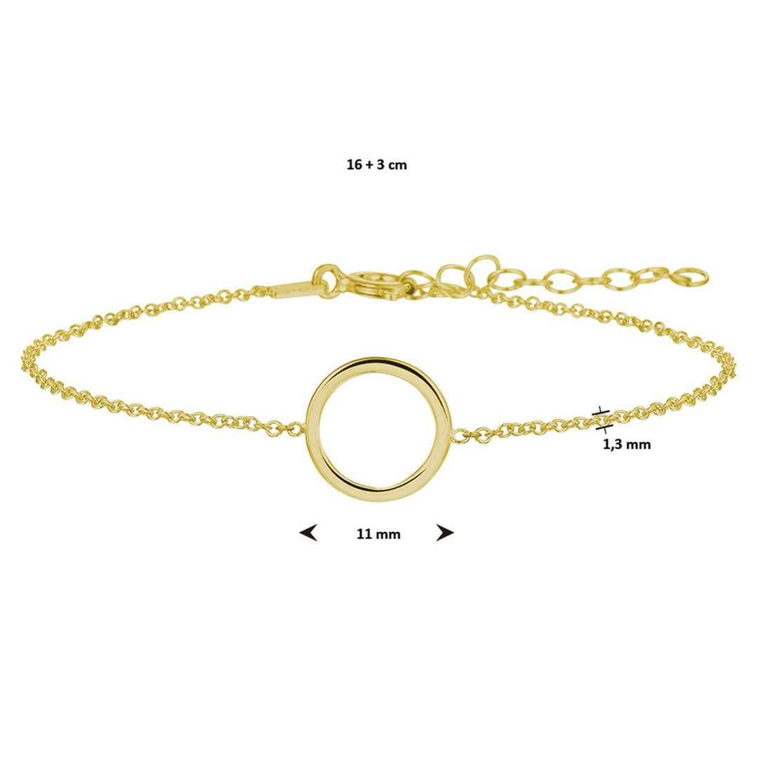 Verguld Zilveren Armband met Rondje – 16-19 cm