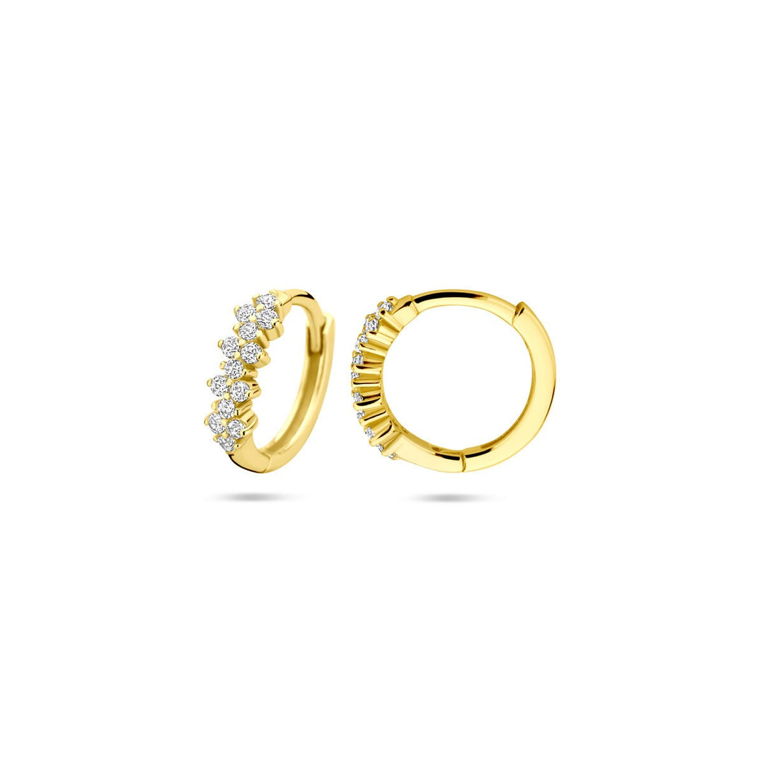 Vergulde zilveren klapoorringen met zirkonia – 11.5 mm diameter