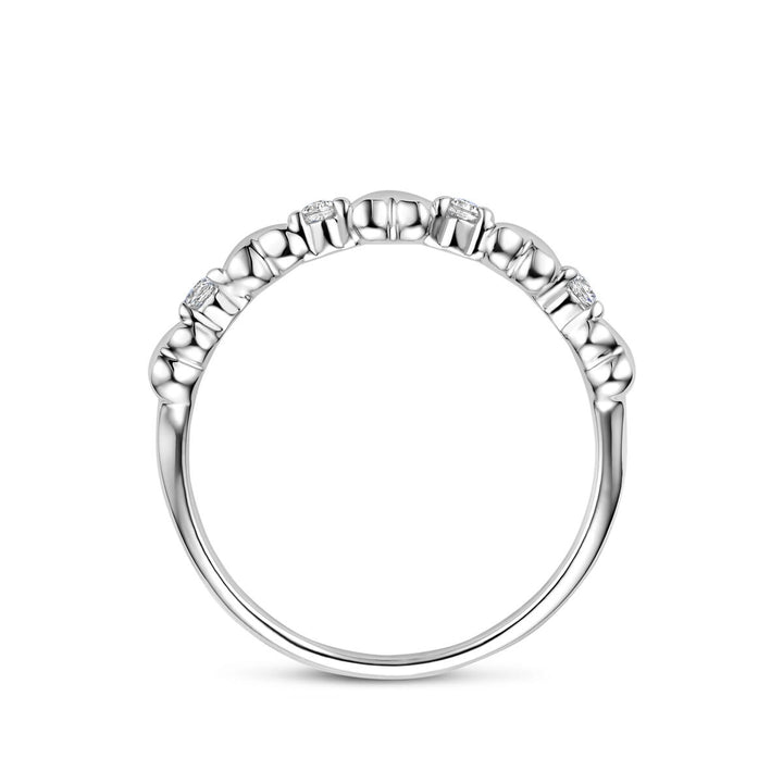 Gerhodineerd 925 zilveren ring met hartjes en zirkonia