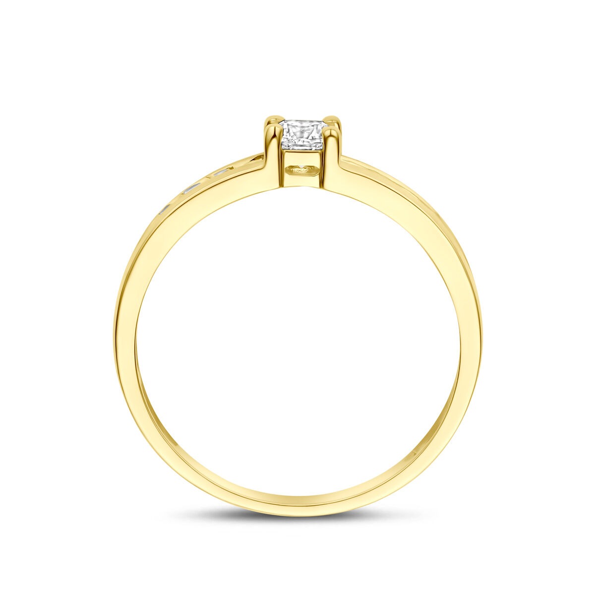 Goldener Antragsring – 9k Gelbgold mit Zirkonia, 4 mm breit