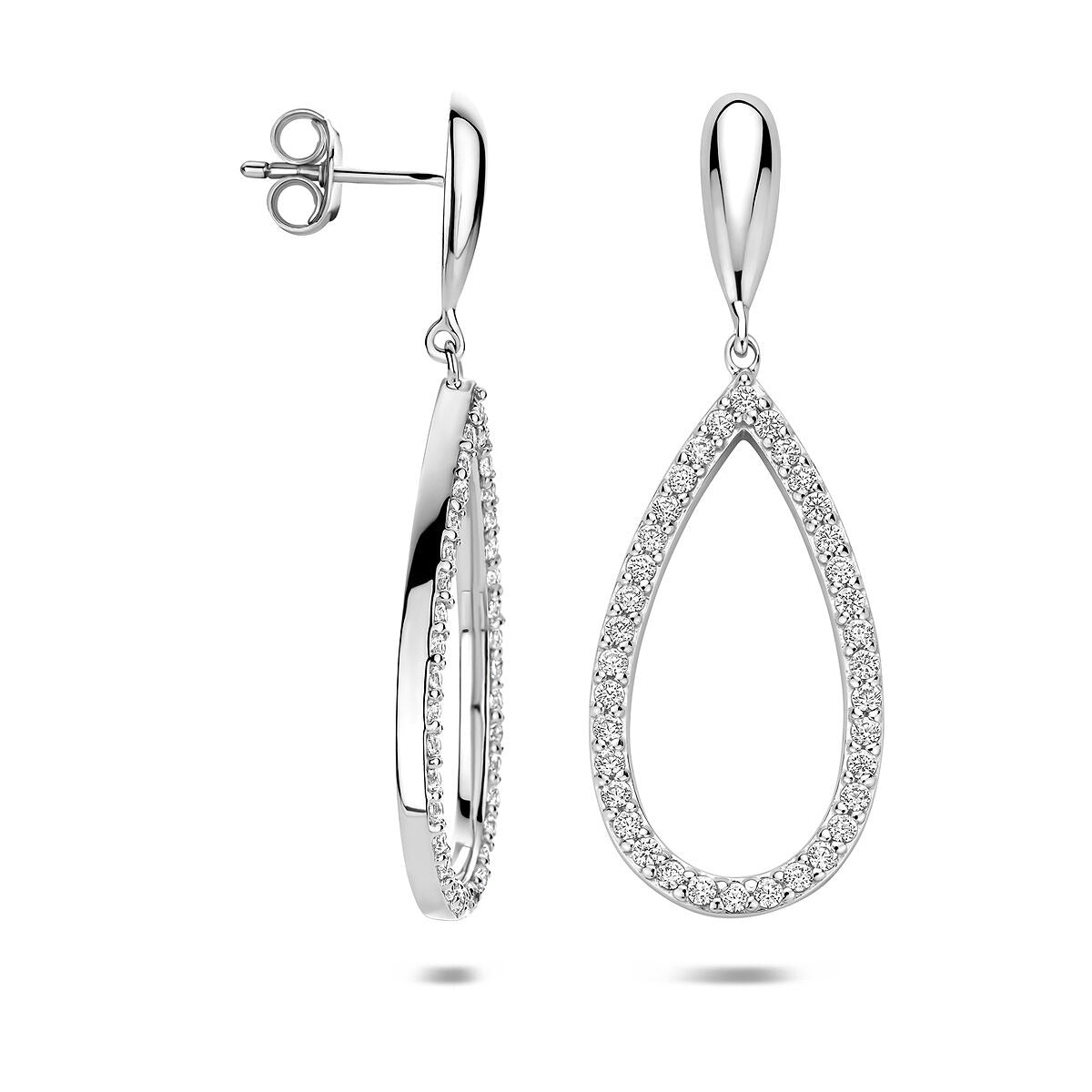 Ohrhänger mit Zirkonia – rhodiniertes 925er Silber 43 mm