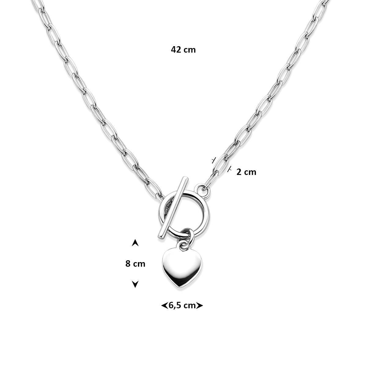 Rhodiniertes 925er Silbercollier mit Herzchen